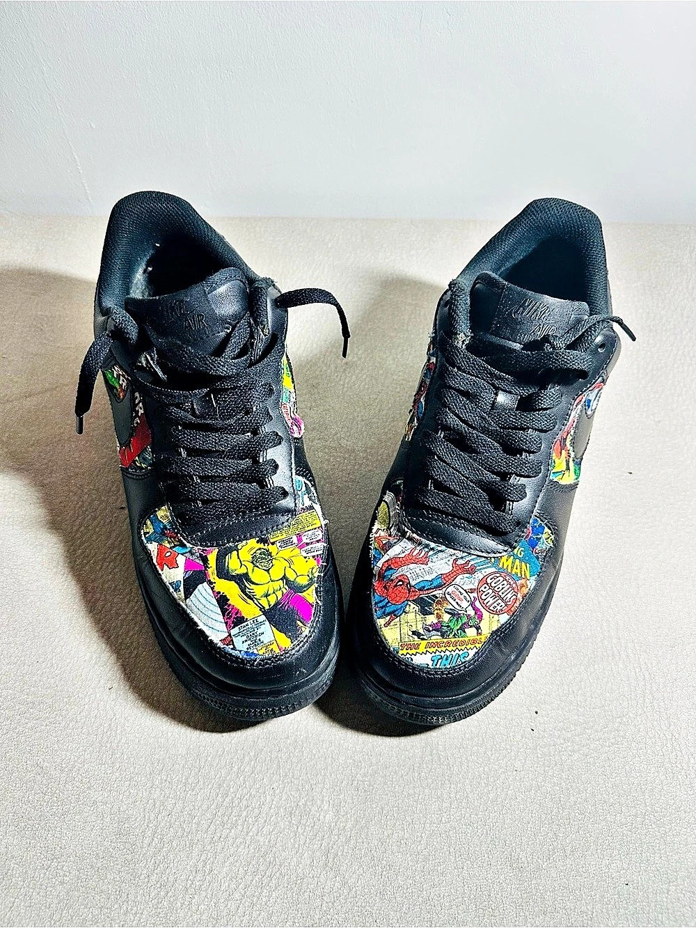 Nike Air Force 1 Graphic Sneakers in Black & Multi “Marvel”